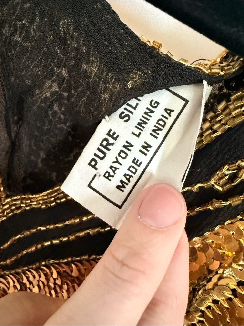 VINTAGE Gold Sequin Butterfly V-Neck Blouse - Picture 5 of 7